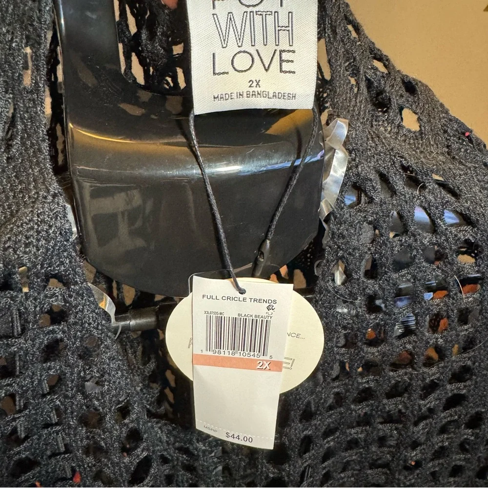 Sold! Women’s Black Open crochet Crochet Dress with Slip Dress Lining - Picture 4 of 6